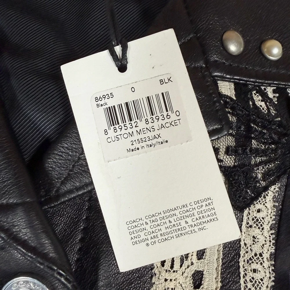 Coach 1941 x Elvis Leather Jacket Embellished Moto Studded Runway Womens XS BLK